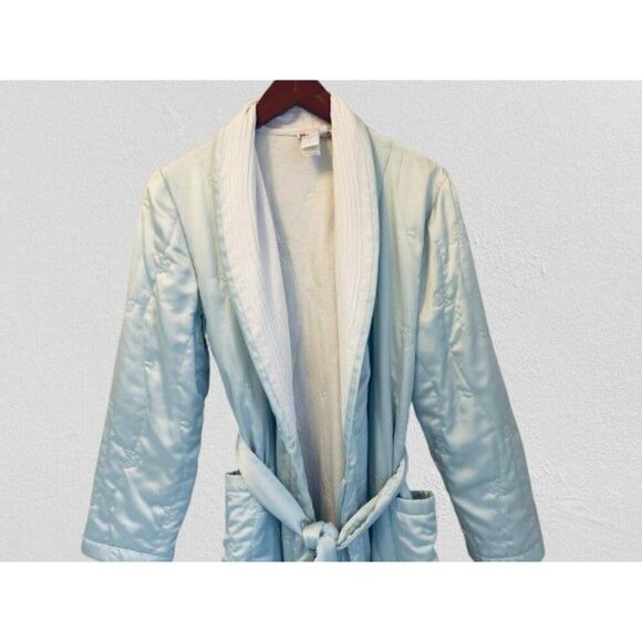 Liliana Ranconesi Light Blue Quilted Robe With Belt Pockets Made in Italy - M - Picture 2 of 9